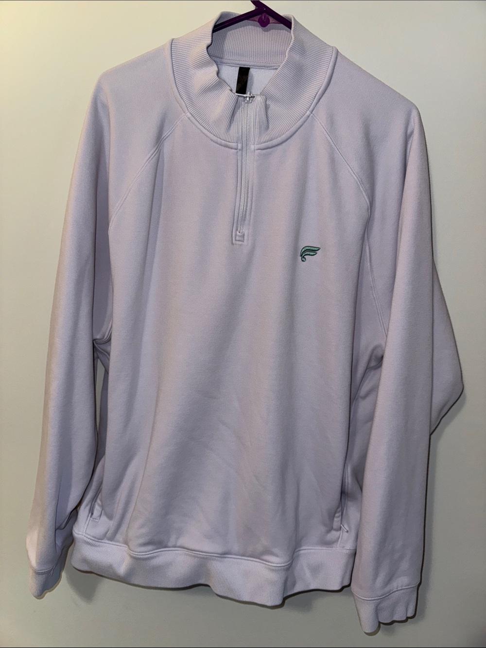 Fabletics Men's Light Lavender Quarter-Zip Pullover with Small Logo